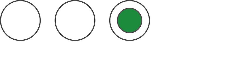 Quer liegende Ampelkreise mit einem grünen Kreis im rechten Feld zeigen auf, dass diesem Indikator einen positiven Trend bescheinigt wird.