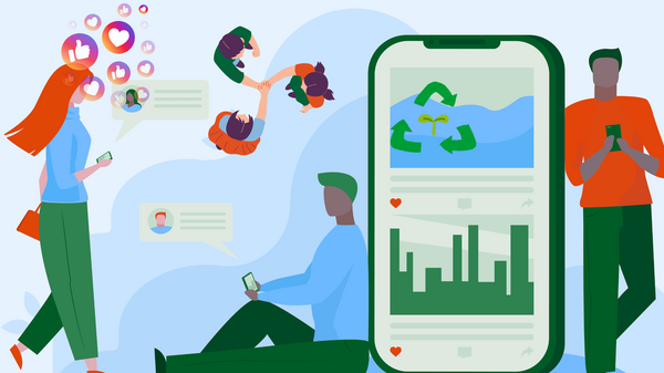 Eine Social Media Illustration mit Smartphone 