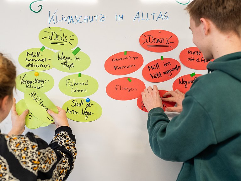 Zwei Personen bei einem Workshop rund um das Thema Nachhaltigkeit 