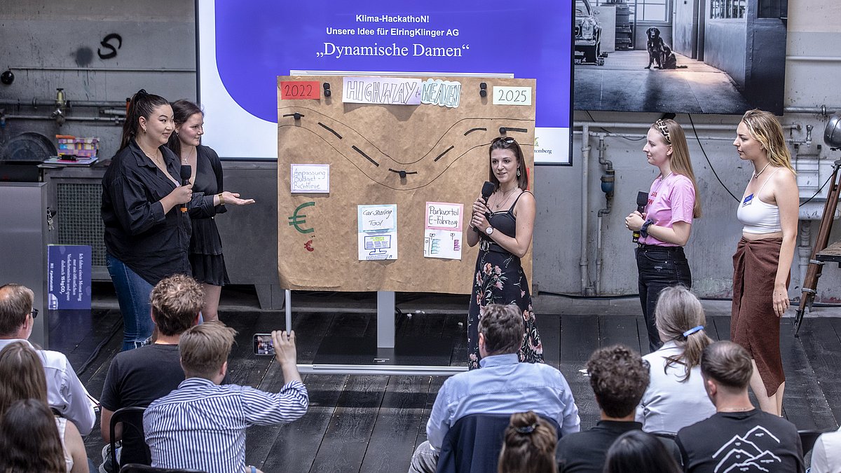 Blick aus dem Publickum in Richtung Bühne des KlimaHackathoN! 2024